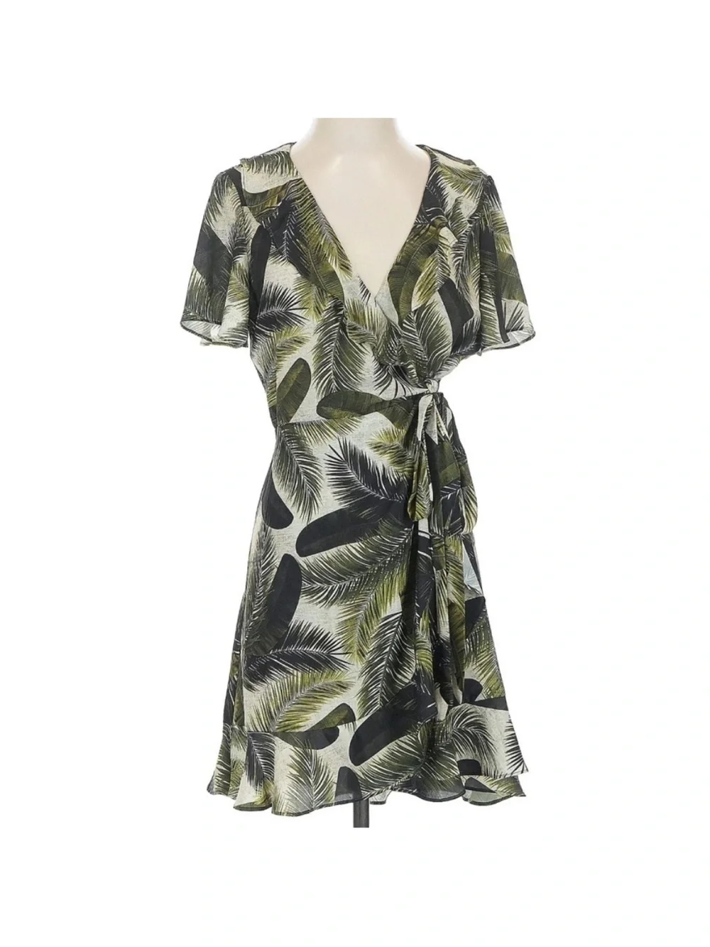 Show Me Your Mumu Winnie Wrap Dress Green Palm Tropical NEW - Picture 2 of 6